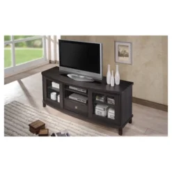Walda Wood Cabinet With 2 Sliding Doors And 1 Drawer TV Stand For TVs Up To 60" Dark Brown/Gray - Baxton Studio -Furniture Outlet Store GUEST 9f09957a a777 49ef 99ba 842d275e8cda
