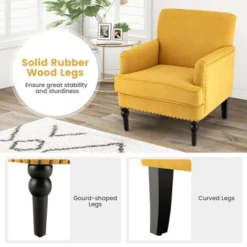 Tangkula Set Of 2 Modern Accent Chair Upholstered Sofa Chair W/ Rubber Wood Legs Yellow 14 Tangkula Set Of 2 Modern Accent Chair Upholstered Sofa Chair W/ Rubber Wood Legs Yellow -Furniture Outlet Store GUEST a6a84f45 660c 4986 95cb 5dcdc2196e02