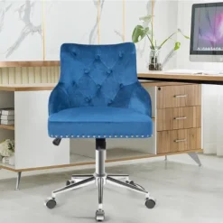 Tangkula Velvet Desk Chair Upholstered 360°Swivel Height Adjustable Rolling Office Chair For Office Bedroom Living Room -Furniture Outlet Store GUEST a867090d c5e7 46a7 b203 9413c5456318
