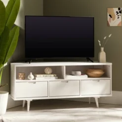 Cara Mid-Century Modern 3 Drawer Corner TV Stand For TVs Up To 58" - Saracina Home 22 Cara Mid-Century Modern 3 Drawer Corner TV Stand For TVs Up To 58" - Saracina Home -Furniture Outlet Store GUEST b1ff3a9a 60ef 41ec 9a6f f1ca309dd560
