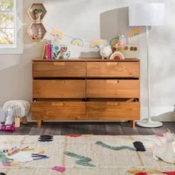 Mid-Century Modern Groove Wood 6 Drawer Dresser - Saracina Home -Furniture Outlet Store GUEST b23f9ced 0f20 4832 b513 915786661b90