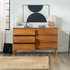 Mid-Century Modern Contoured 6 Drawer Dresser - Saracina Home -Furniture Outlet Store GUEST ba7b3ae6 3452 443a 9d57 85e8321e0910