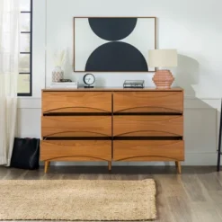 Mid-Century Modern Contoured 6 Drawer Dresser - Saracina Home -Furniture Outlet Store GUEST bb625515 9b28 47ce aec8 80be9f788699