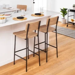 Furniture Outlet Store 35 Wood & Steel Bar Stool - Natural/Black - Hearth & Hand⢠With Magnolia