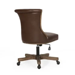 Coulee Contemporary Upholstered Roll Back Swivel Office Chair Dark Brown/Natural - Christopher Knight Home -Furniture Outlet Store GUEST c03648fb 16a5 4f47 8051 bb120f237be5