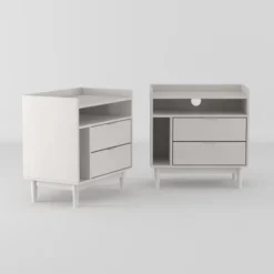 2pk Mid-Century Modern Solid Wood 2 Drawer Storage Nightstands - Saracina Home -Furniture Outlet Store GUEST c880a12d 845d 41f3 8c73 9ddb9ed4b555