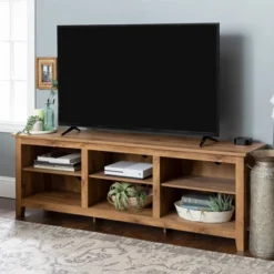Transitional 6 Cubby Wood Open Storage Wood TV Stand For TVs Up To 80"- Saracina Home -Furniture Outlet Store GUEST ce83f227 95ad 48d0 9fb8 48e192d8fef5
