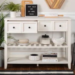 48" Farmhouse Solid Wood 2 Drawer Buffet White - Saracina Home -Furniture Outlet Store GUEST d14be0db 9591 4712 bd66 b181051f2d7c