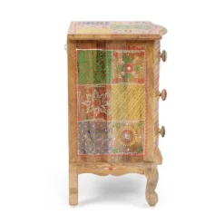 Ailey Handcrafted Boho Mango Wood 3 Drawer Nightstand Natural - Christopher Knight Home -Furniture Outlet Store GUEST d2a0da4f 2eb2 4284 a2b1 540f55b08a0f