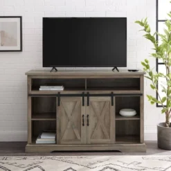 Transitional Sliding Barndoor Highboy TV Stand For TVs Up To 58" - Saracina Home 24 Transitional Sliding Barndoor Highboy TV Stand For TVs Up To 58" - Saracina Home -Furniture Outlet Store GUEST d93bcb01 6b73 4caa 92df 0c0c138da9a4
