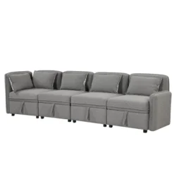 122.8" Minimalist Convertible Modular Sofa, Upholstered Sectional Sofa Couch With 5 Pillows-ModernLuxe 19 122.8" Minimalist Convertible Modular Sofa, Upholstered Sectional Sofa Couch With 5 Pillows-ModernLuxe -Furniture Outlet Store GUEST db8c769f 873d 402b bea5 b7a0feead322