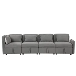 122.8" Minimalist Convertible Modular Sofa, Upholstered Sectional Sofa Couch With 5 Pillows-ModernLuxe 20 122.8" Minimalist Convertible Modular Sofa, Upholstered Sectional Sofa Couch With 5 Pillows-ModernLuxe -Furniture Outlet Store GUEST dce9fb95 745e 49c9 aade a8aed3acddf8