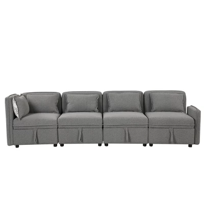 122.8" Minimalist Convertible Modular Sofa, Upholstered Sectional Sofa Couch With 5 Pillows-ModernLuxe 8 122.8" Minimalist Convertible Modular Sofa, Upholstered Sectional Sofa Couch With 5 Pillows-ModernLuxe - Image 8
