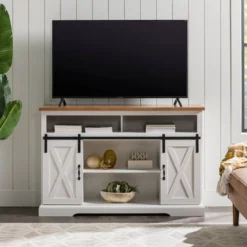 Transitional Sliding Barndoor Highboy TV Stand For TVs Up To 58" - Saracina Home 31 Transitional Sliding Barndoor Highboy TV Stand For TVs Up To 58" - Saracina Home -Furniture Outlet Store GUEST dd9ce182 82e2 4e7a a263 00af007d0202