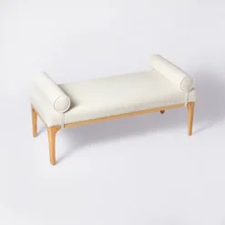 Randolph Bench With Bolster Pillows Linen - Threshold™ Designed With Studio McGee -Furniture Outlet Store GUEST df9c0bbe 939e 489c adae 0e3b5fe3d6f7