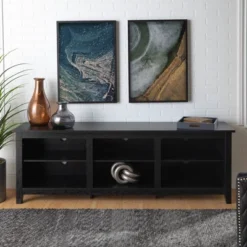 Transitional 6 Cubby Wood Open Storage Wood TV Stand For TVs Up To 80"- Saracina Home -Furniture Outlet Store GUEST e1ec3d43 1637 41d5 b7e8 b83712cd51fe