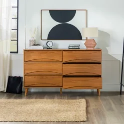 Mid-Century Modern Contoured 6 Drawer Dresser - Saracina Home -Furniture Outlet Store GUEST e3d278c0 2027 4917 98d0 1a8a534d229b