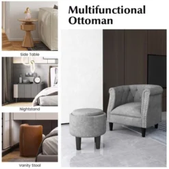 Costway Modern Accent Chair With Ottoman Armchair Barrel Sofa Chair With Footrest Grey 15 Costway Modern Accent Chair With Ottoman Armchair Barrel Sofa Chair With Footrest Grey -Furniture Outlet Store GUEST e550a4be bd7d 4b7e b8b2 9df68e88dc9b