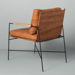 Faux Leather & Metal Accent Chair - Black/Brown - Hearth & Hand™ With Magnolia 9 Faux Leather & Metal Accent Chair - Black/Brown - Hearth & Hand™ With Magnolia -Furniture Outlet Store GUEST e5692544 8e55 4447 8f20 aa4310407010