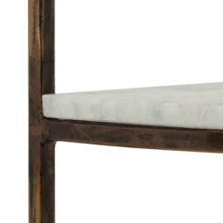 33.5" Bainville Modern Glam Handcrafted Marble Half Round Etagere Bookcase Natural White/Antique Brass - Christopher Knight Home -Furniture Outlet Store GUEST e8e9bc5f cfde 4ca6 8d2c 47465c627aa2