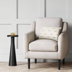 Alester Round Smooth Metal Drink Table Black - Threshold™