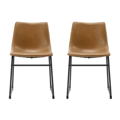Set Of 2 Laslo Modern Upholstered Faux Leather Dining Chairs - Saracina Home 2 Set Of 2 Laslo Modern Upholstered Faux Leather Dining Chairs - Saracina Home - Image 2