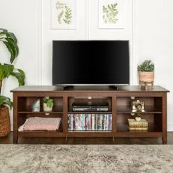 Transitional 6 Cubby Wood Open Storage Wood TV Stand For TVs Up To 80"- Saracina Home -Furniture Outlet Store GUEST f89b070d c04c 4de6 a143 2ba0bc1fd9f0