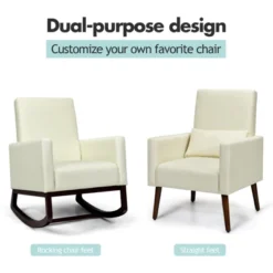 Tangkula 2-in-1 Upholstered Rocking Chair With Wood Leg & Pillow Relax Sofa Chair Light Grey/Beige/Dark Gray -Furniture Outlet Store GUEST fb3113fc 95e1 49e1 b4da d0d1b94e6231