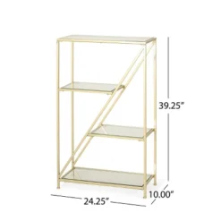 Kokesh Modern Glam Tempered Glass 3 Shelf Asymmetrical Bookcase Gold - Christopher Knight Home -Furniture Outlet Store GUEST fe44afab b226 4b6b 83bf d92ad3ad8955