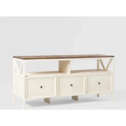 Farmhouse 3 Drawer Wood TV Stand For TVs Up To 65" - Saracina Home -Furniture Outlet Store GUEST fecee8bb 867b 4497 a2fe de792e75020c